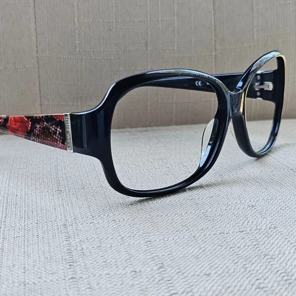 Nine West Women Eyeglasses/Sunglasses Black Animal Print Glasses NW548S 58[]15
